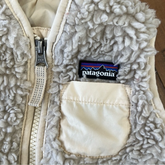 Patagonia Retro-x Vest Kids 6-12 Months Sherpa Ivory Zip Front Unisex Neutral - Picture 3 of 7